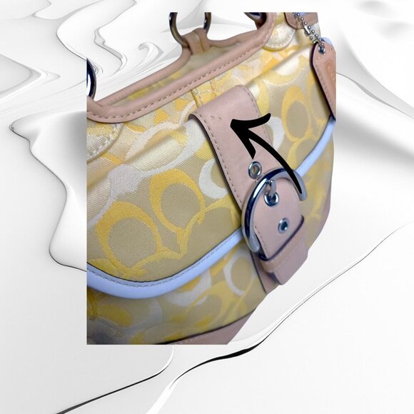 Vintage COACH small Tote vachetta leather and wristlet set yellow - Picture 8 of 15